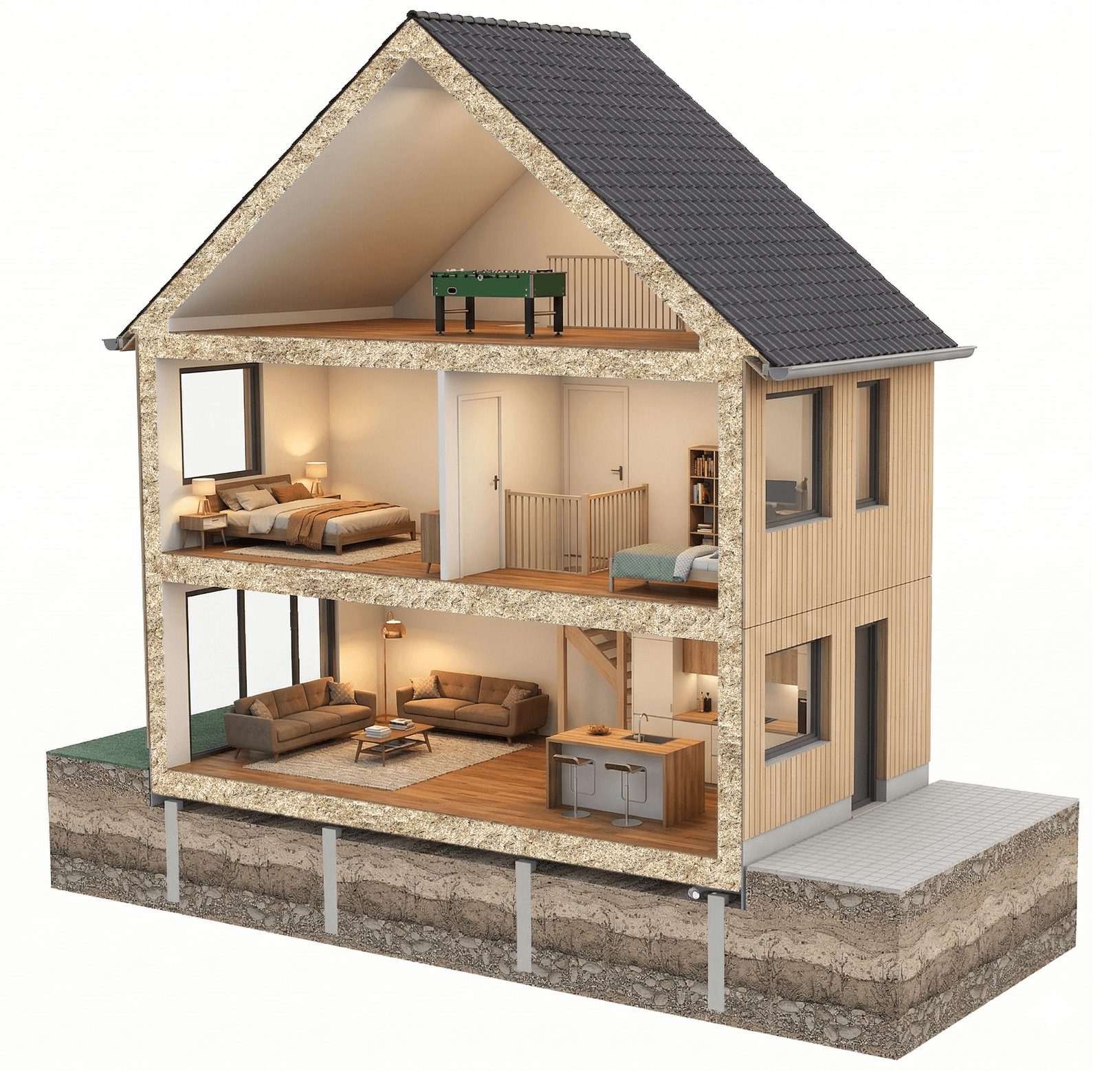 Woningdoorsnede Vlakwerk rijwoning